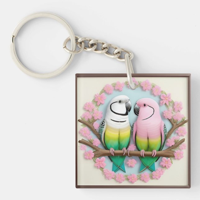 Porte-clefs Beaux perroquets illustratifs ensemble (Devant)