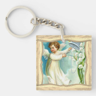 Porte-clefs Bébé Ange Avec Cloche Bleue