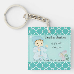 Porte-clefs Bébé bébé garçon en bleu avec fleurs