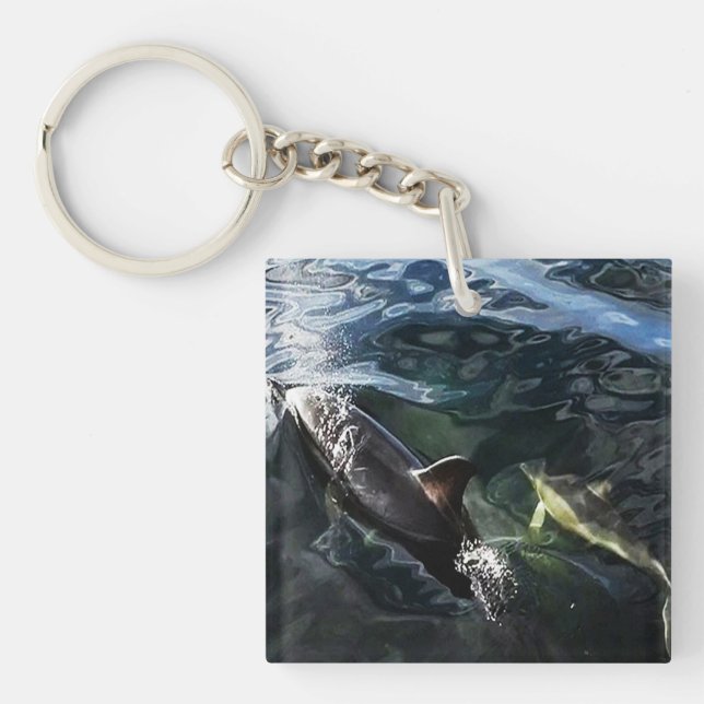 Porte-clefs Bébé dauphin avec sa mère, cadeau de la nature océ (Devant)