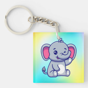 Porte-clefs Bébé éléphant mignon assis dessin animé-23800