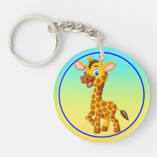 Porte-clefs Bébé girafe mignon souriant dessin animé-35280
