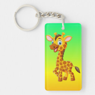 Porte-clefs Bébé girafe mignon souriant dessin animé-35280