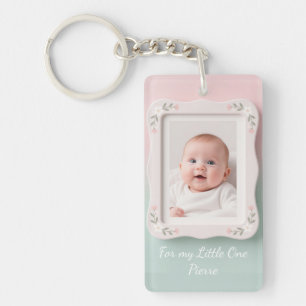 Porte-clefs Bébé Heureux Cadre Floral Rose Vert
