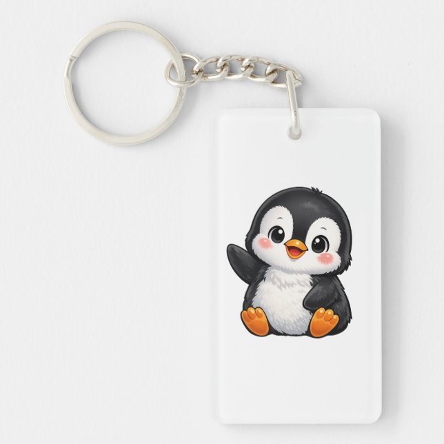 Porte-clefs Bébé manchot mignon faisant signe Personnage de de (Devant)