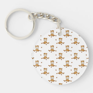 Porte-clefs Bébés mignons d'automne dans un motif de feuilles