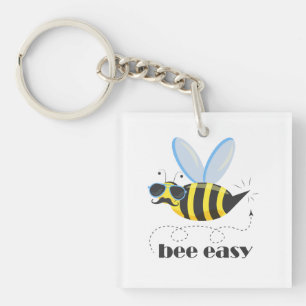 Porte-clefs Bee caractère avec mustache lunettes de soleil Bee