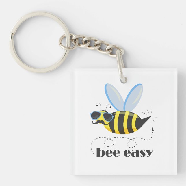 Porte-clefs Bee caractère avec mustache lunettes de soleil Bee (Devant)