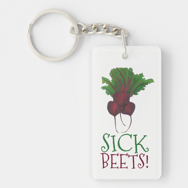 Porte-clefs Beets Malades (Beats) Beet Rouge Végétarien Drôle  (Devant)