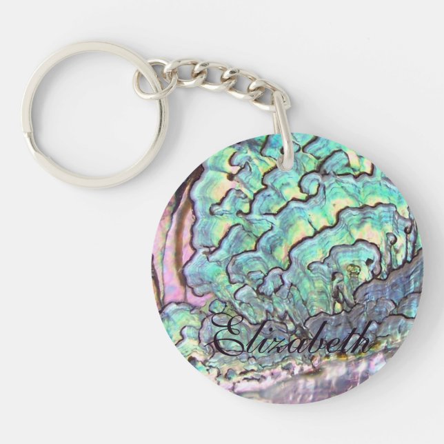 Porte-clefs Bel ormeau naturel iridescent personnalisé (Devant)