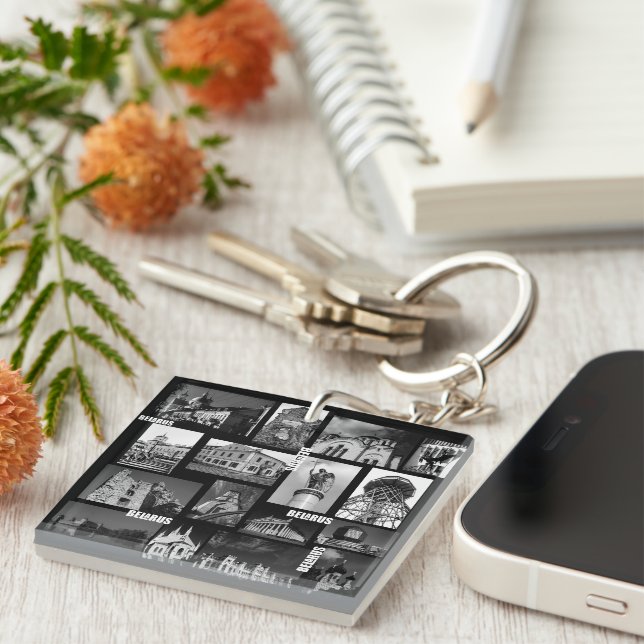 Porte-clefs Bélarus Gordno Brest Minsk Architecture Collage (Devant Droit)