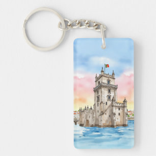 Porte-clefs Belem Tower Lisbonne Portugal Aquarelle