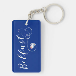 Porte-clefs Belfast Flag Heart, Irlande du Nord