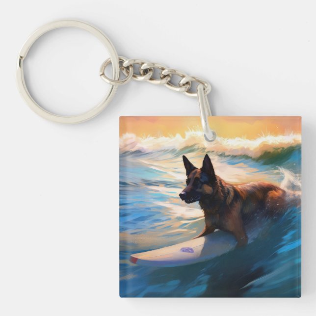 Porte-clefs Belge Shepherd Beach Surf Peinture (Devant)