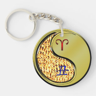 Porte-clefs Bélier et oxe métallique