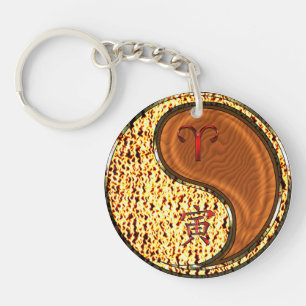 Porte-clefs Bélier et tigre de bois
