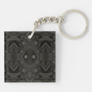 Porte-clefs Belladonna Noir Abstrait Acrylique Fluid Art