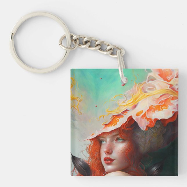 Porte-clefs Belle artiste Abstraite Red Haired Ginger Girl (Devant)