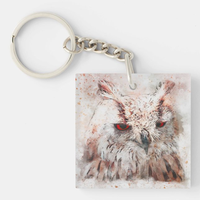 Porte-clefs Belle chouette à accent de rouille  (Devant)