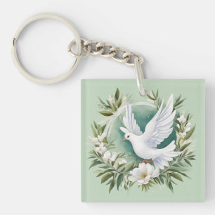 Porte-clefs Belle colombe blanche
