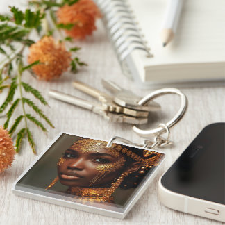 Porte-clefs Belle Déesse Nubienne en Or