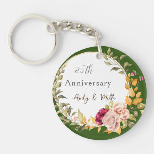Porte-clefs Belle Elégante couronne de fleurs vertes 25ème Mar