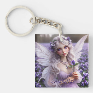 Porte-clefs Belle Fée de Février en Violets