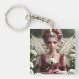 Porte-clefs Belle fée de janvier en oeillets