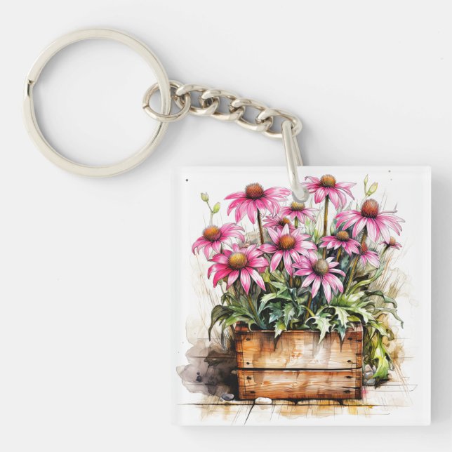 Porte-clefs Belle floraison de fleurs d'aster (Devant)