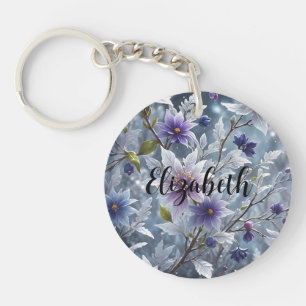 Porte-clefs Belle floraison hivernale de cristal givre