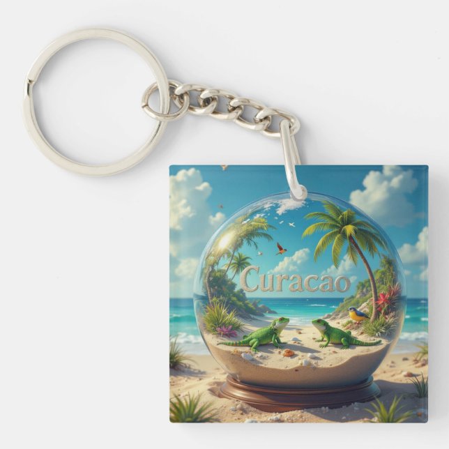 Porte-clefs Belle globe de plage de Curacao (Devant)