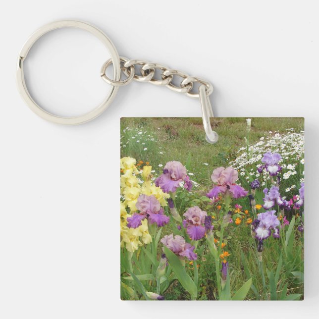 Porte-clefs Belle Iris Fleur violet Fleur Photo (Devant)