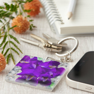 Porte-clefs Belle iris violet