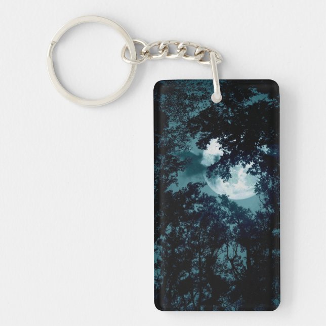 Porte-clefs Belle Lune qui coule avec les arbres (Devant)