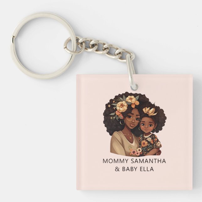 Porte-clefs Belle maman et fille noire (10) (Devant)