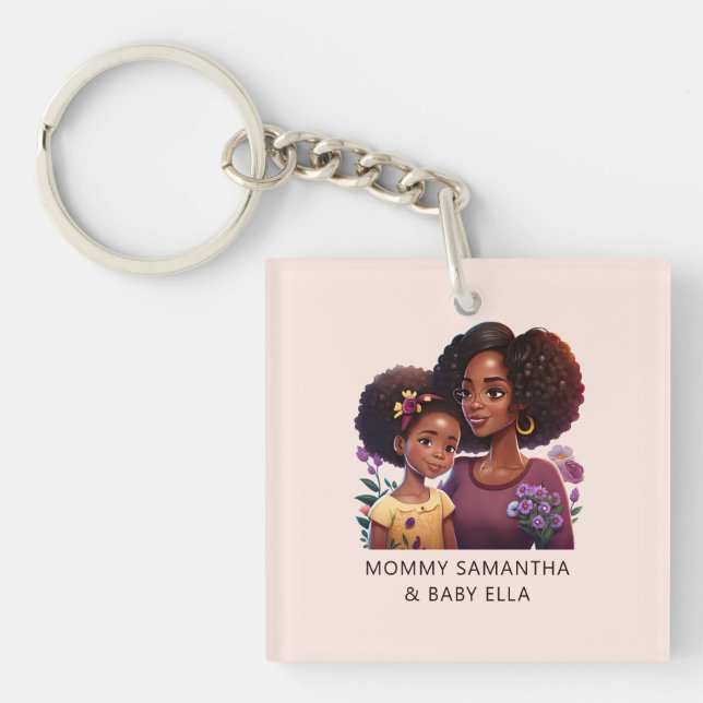 Porte-clefs Belle maman et fille noire (12) (Devant)