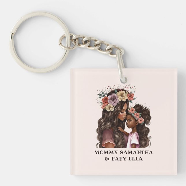 Porte-clefs Belle mère et fille noire (2) (Devant)