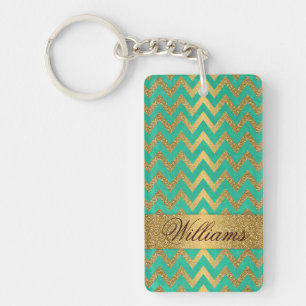Porte-clefs Belle parties scintillant en faux or du chevron zi