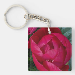 Porte-clefs Belle Pierre rouge florissante