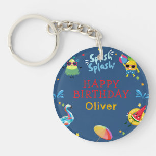 Porte-clefs Belle piscine d'été Caractère Fruit Anniversaire