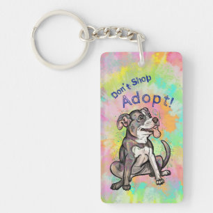 Porte-clefs Belle Pit Bull "Adoptez !, ne faites pas de shoppi
