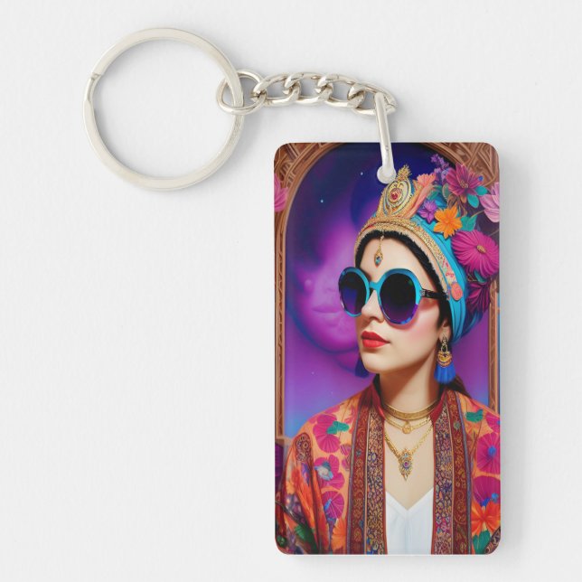 Porte-clefs Belle princesse avec lunettes de soleil (Devant)