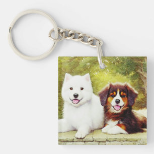 Porte-clefs Belles chips bergers Samoyed & English