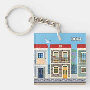 Porte-clefs Belles maisons portugaises avec tuiles ou azulejos