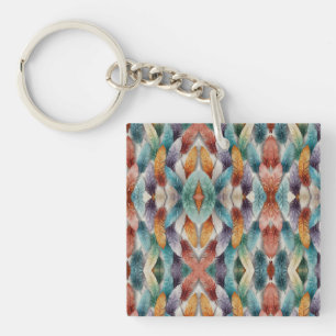 Porte-clefs Belles plumes de cristal de glace multicolore