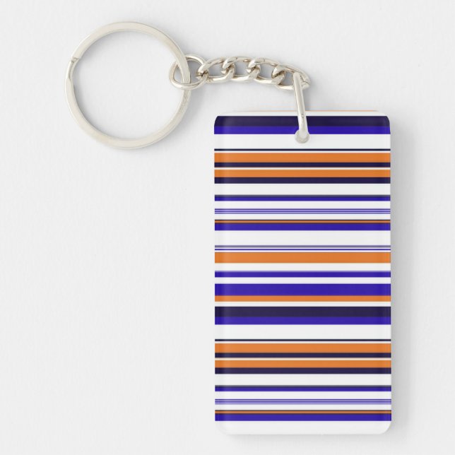 Porte-clefs Belles rayures bleues orange (Devant)