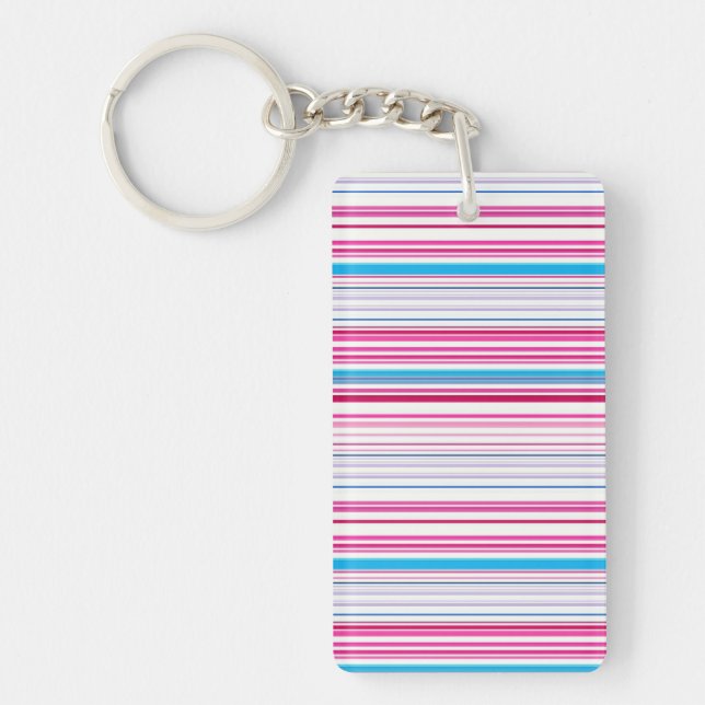 Porte-clefs Belles rayures rose bleue (Devant)