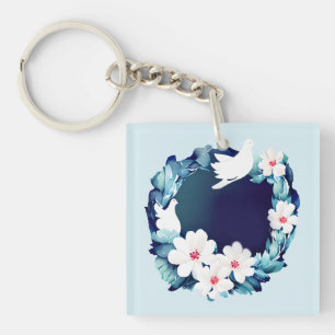 Porte-clefs Belles tourterelles blanches