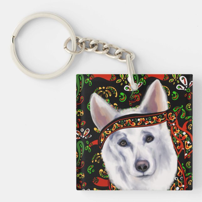 PORTE-CLEFS BERGER ALLEMAND BLANC  MEXIQUE  (Devant)
