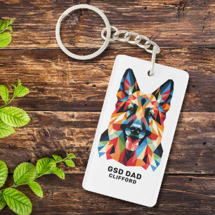 Porte-clefs Berger Allemand Chien Papa Personnalisé Art Bas Po